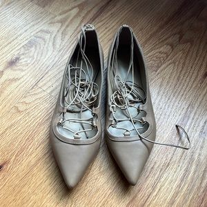Michael Michael Kors Nude Pointed Toe Lace up Flats